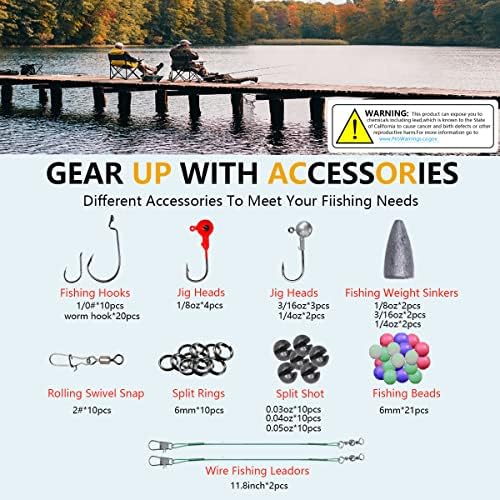 Fishing Lures Kit Set, Baits Tackle Including Crankbaits, Topwater Lures, Spinnerbaits, Worms, Jigs, Hooks, Tackle Box and More Fishing Gear Lures for Bass Trout - Image 5