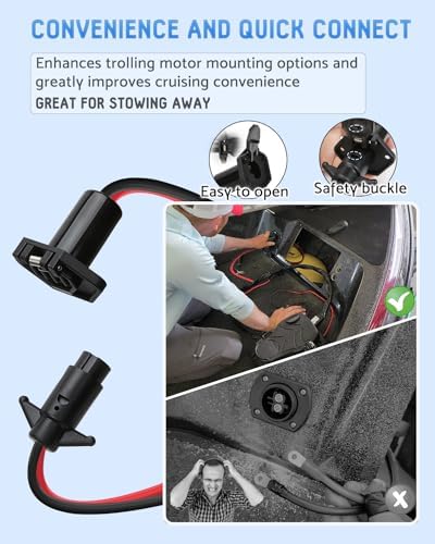 Trolling Motor Plug,Trolling Motor Plug and Receptacle 12v for Minn Kota,Waterproof Trolling Motor Quick Connect,Heavy-Duty Male and Female Trolling Motor Connector - Image 4