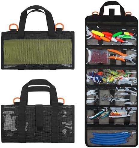 AGOOL Fishing Lure Bag, Roll Up Bait Bag 6 Pockets PVC Protective Lure Wraps Covers Waterproof Portable Large Capacity Fishing Tackle Organizer Storage Bag for Fishing Lures Jigs Hooks Baits Tackle by AGOOL