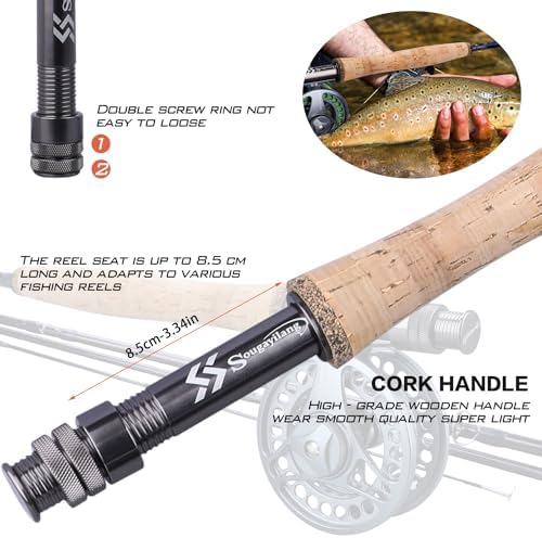 Sougayilang Fly Fishing Rod and Reel Combo, 4 Pieces Ultra Lightweight Portable Fly Rod and CNC Machined Aluminum Alloy Reel Complete Starter Package with Rod Bag - Image 2