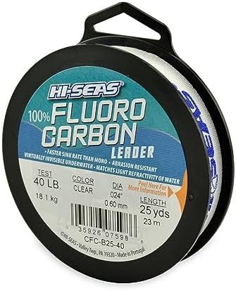 HI-SEAS 100% FLUOROCARBON Fishing LINE Leader - Clear Invisible Leader UNDETECTABLE to Fish, Fast Sinking 6LB-400LB by Hi-Seas