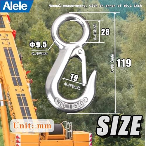 Alele 0.5T Crane Scale Grab Hooks,Slip Hooks,Stainless Steel Lifting Hook Rigging Accessory (Grab Hooks 500kg) - Image 6