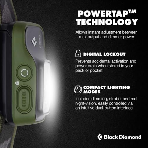 BLACK DIAMOND Cosmo 350 Headlamp, AAA Powered, Dimmable, BD Dark Olive - Image 3