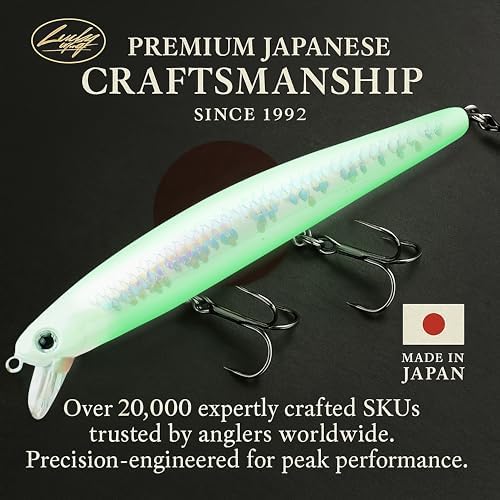 LUCKY CRAFT FlashMinnow 110, Super Glow Series, Saltwater Fishing Lures, Jerkbait Surf Fishing Accessories and Gear, 1-2 ft Slow Suspending Topwater Lure, Halibut and Bass Fishing Lures - Image 2