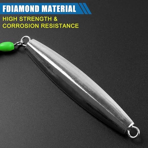 Saltwater Fishing Lures Diamond Jigs,3PCS Flat Metal Casting Jigging Spoon Baits with Teasers J Hooks for Surf Fishing Bluefish Striper Tuna Salmon Freshwater - Image 5