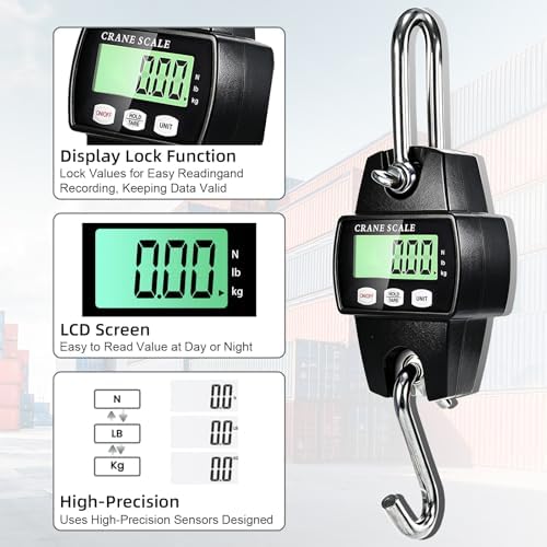 Digital Hanging Scale, 1100lb/500kg Crane Scale, Handheld - Image 3