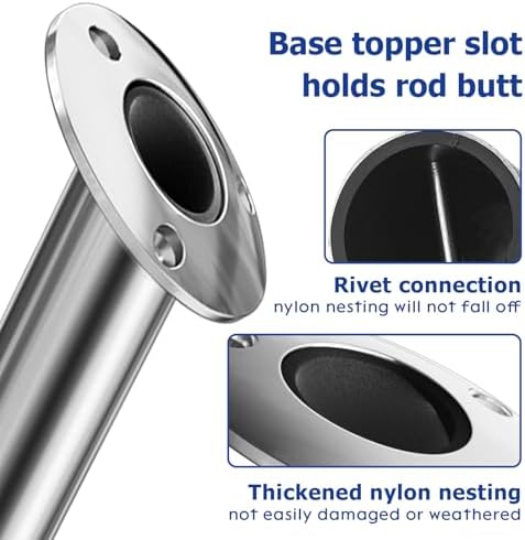 Fishing Rod Holder 2 Pack, 316 Stainless Steel 15/30/90 Degree Rod Holders for Fishing Boat, Flush Mount with Cap, Heavy Duty - Image 6