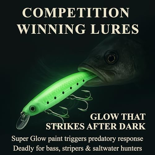 LUCKY CRAFT FlashMinnow 110, Super Glow Series, Saltwater Fishing Lures, Jerkbait Surf Fishing Accessories and Gear, 1-2 ft Slow Suspending Topwater Lure, Halibut and Bass Fishing Lures - Image 4