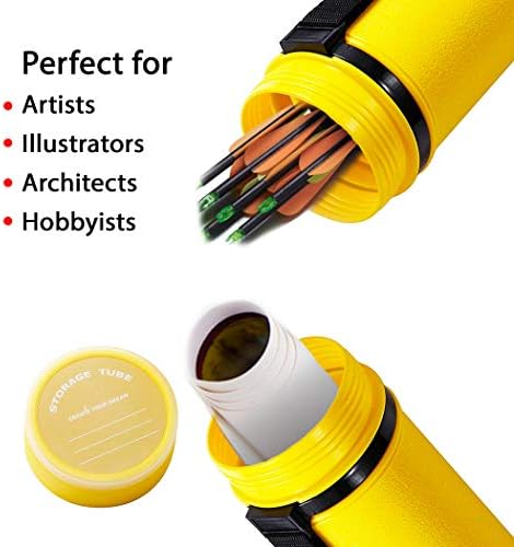 2-Pack Extendable Poster Tubes Expand from 24.5” to 40” with Shoulder Strap | Carry Documents, Blueprints, Drawings and Art | Blue and Yellow Portable Durable Round Storage Cases with Lids and Labels - Image 5
