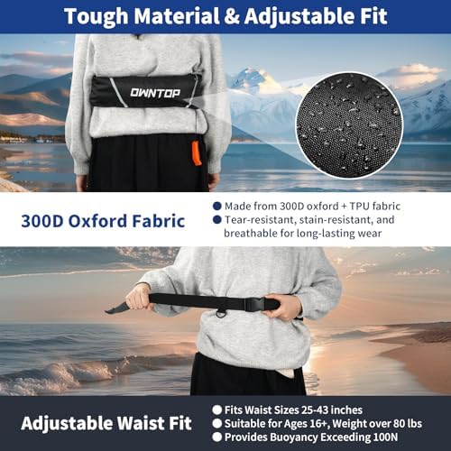 Owntop Manual Inflatable Belt Pack, Adults Swim Jacket with Blowpipe & Whistle, 24g CO2 Cylinder Included, Low Profile for Kayaking, Fishing, Paddle Sports - Image 3