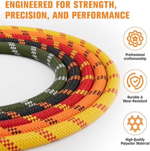 Double Braided Arborist Rigging Rope - 1/2 in X 150 ft 48 Strands Rappelling Outdoor Pulling Heavy Duty Polyester Bull Rope for Swing Tree Work Camping Rescue Hiking- Army Green - Image 4