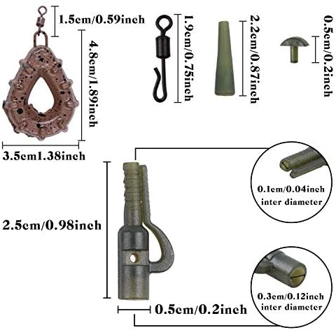 AGOOL Carp Fishing Rig Kit Hair Carp Fishing Accessories Set Flat Pear Sinker Weight with Rolling Quick Change Swivels Hooks Tackle Rigs Set - Image 6