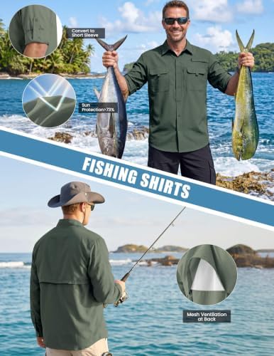 WULFUL Men's Sun Protection Fishing Shirts UPF 50+ Lightweight Quick Dry Cooling Long Sleeve Shirts for Work Hiking Safari - Image 3