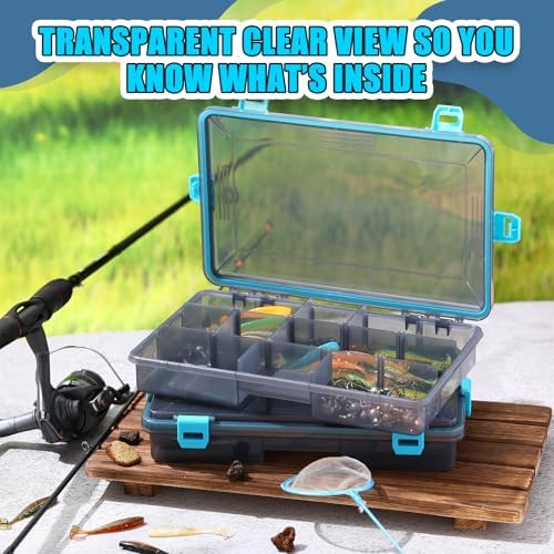 Wonderjune 12 Pack Fishing Tackle Box Waterproof 3600 Tackle Tray, Blue - Image 5