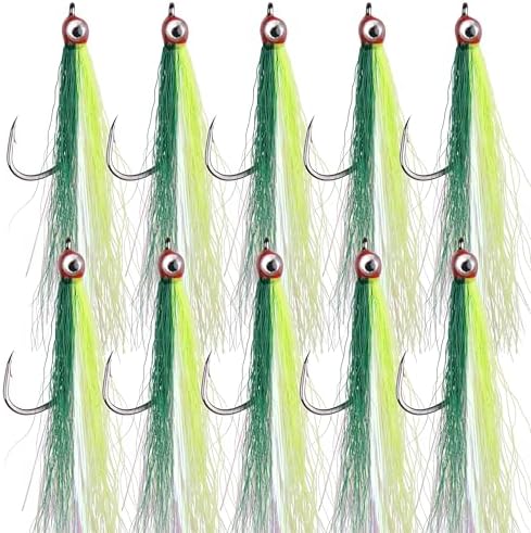 Clouser Minnow Fishing Flies, 10pcs Saltwater Fly Fishing Lures Hand Tied Clouser Minnow Fly Streamer Hooks for Bass Striper Flounder Saltwater Freshwater by FUSIGO