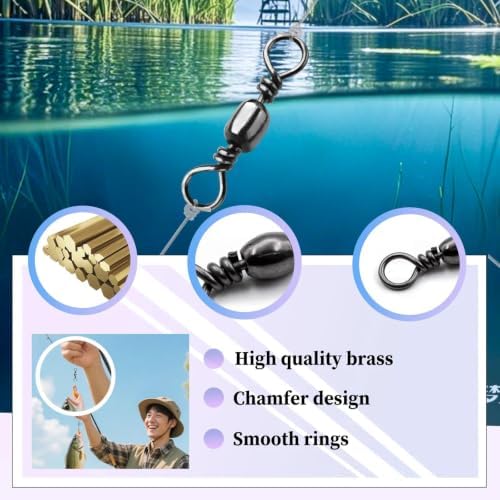 Natufish Barrel Swivels 50/100Pcs High Strength Smooth Rotation Saltwater - Image 2