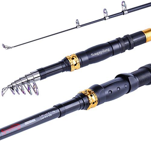 Sougayilang Telescopic Fishing Rod – 24 Ton Carbon Fiber Ultralight, Portable Retractable Handle, CNC Reel Seat, Stainless Steel Guides for Bass, Trout, Salmon, Panfish - Image 2