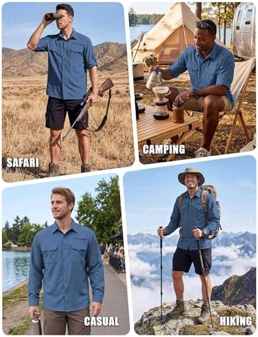 WULFUL Men's Sun Protection Fishing Shirts UPF 50+ Lightweight Quick Dry Cooling Long Sleeve Shirts for Work Hiking Safari - Image 2