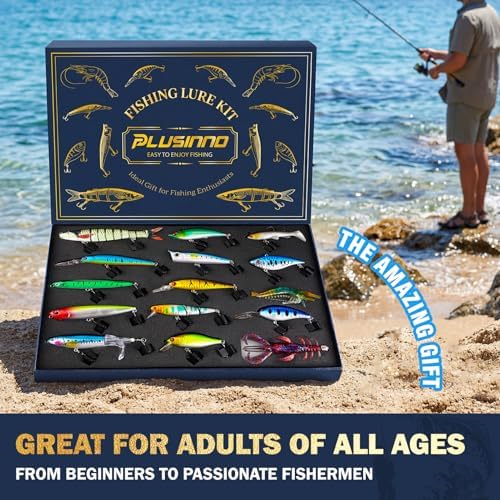 PLUSINNO Fishing Lures - Tackle Box, Bass Fishing Lures for Freshwater and Saltwater, Trout Fishing Gear & Bait, Fishing Gifts for Men,Father - Image 5