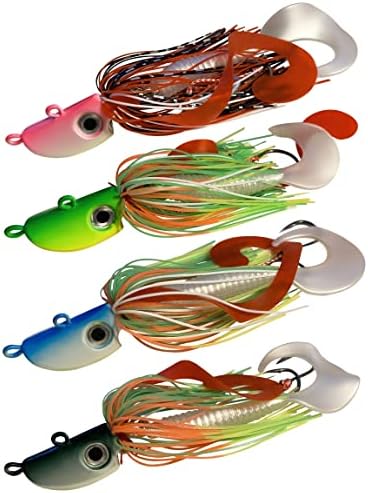 4 Bearded Bucktail Saltwater Octopus Jigs by Aceanic