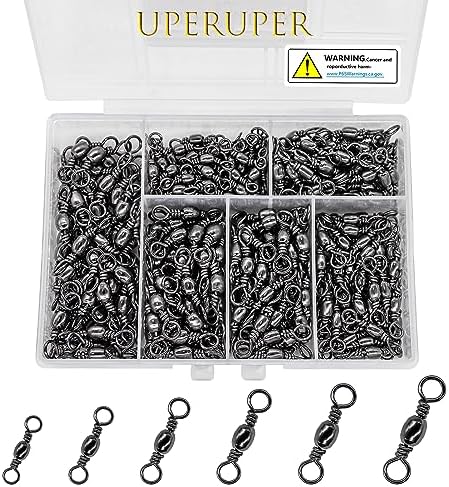 Fishing Barrel Swivels Kit, 300pcs Stainless Steel Rolling Bearing Snap Connector for Saltwater Freshwater Fishing#2#3#4#5#6#7 by UperUper