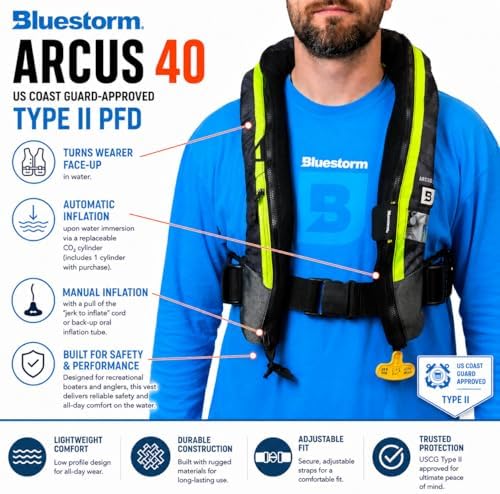 BLUESTORM Arcus 40 Automatic Inflatable PFD Life Jacket for Adults w/Manual Ripcord | US Coast Guard (USCG) Approved Life Vest - Image 3