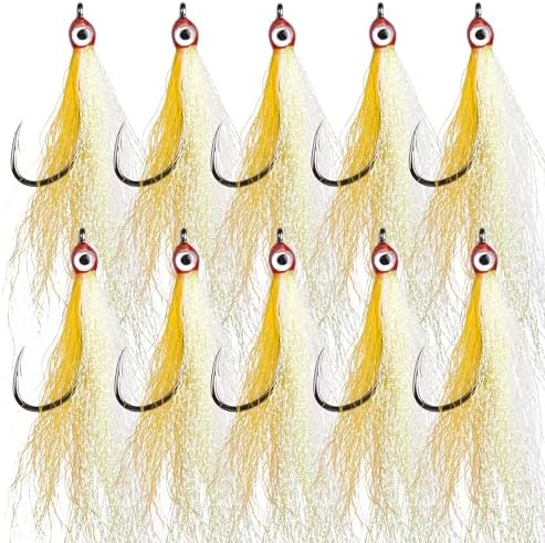 Clouser Minnow Fishing Flies, 10pcs Saltwater Fly Fishing Lures Hand Tied Clouser Minnow Fly Streamer Hooks for Bass Striper Flounder Saltwater Freshwater by FUSIGO