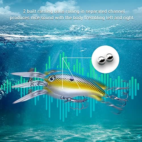 Crankbait Crank Bait Bass Fishing Lures, Square Bill Crank baits for Bass，Deep Diving Crankbaits，Fly Fishing Lures for Freshwater/Saltwater Trout Bass Snapper Walleye Crappie - Image 3