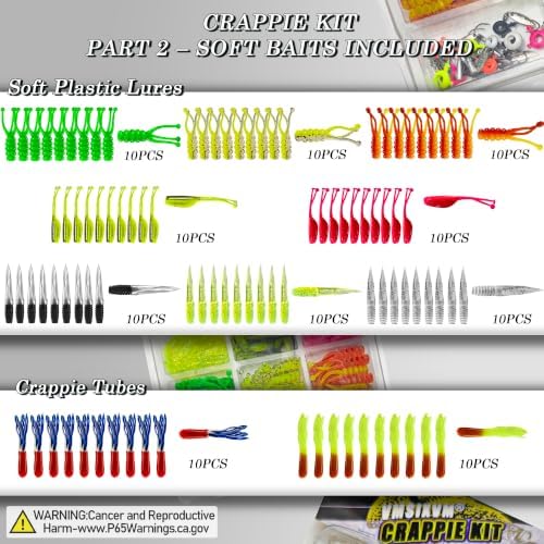 Crappie Tube Lures Jig Heads Soft Plastic Baits Worms Kit - Image 3