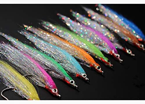 Tigofly 10 pcs 10 Colors 1/0 4cm High Carbon Hook Holo Silver Salmon Trout Sea Bass Steelhead Minnow Fly Fishing Flies Lure Set - Image 2