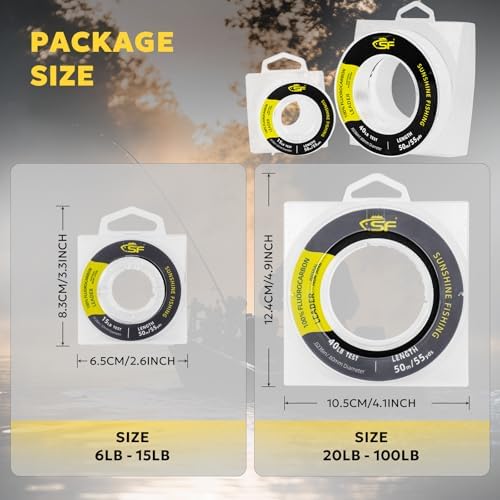 SF 100% Pure Fluorocarbon Leader Material Fishing Line Virtually Invisible Shock Resistant Increased Sensitivity Sink Fast Clear 55yd - Image 3