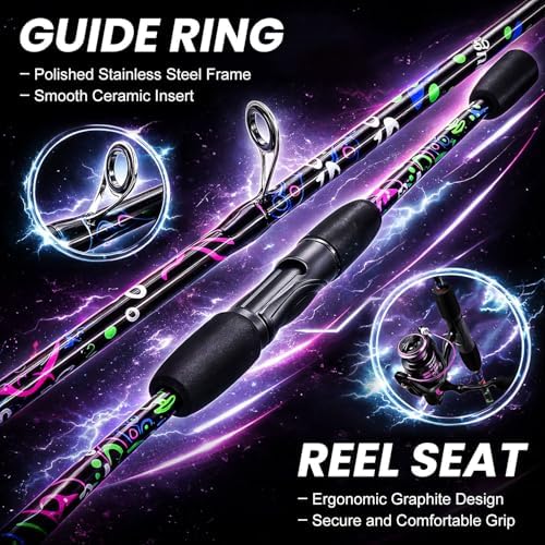 Sougayilang Fishing Rod Reel Combo, 2 Pieces Light Weight Spinning Rod with Bright Powerful Smooth Fishing Reel,Good Starter Combo for Bass Freshwater - Image 3