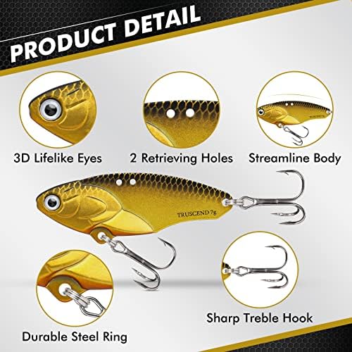 TRUSCEND Swim or Jig Fishing Spinner Baits for Freshwater and Saltwater, Rooster Tail Fishing Lures for Trout Bass Walleye Crappie Salmon Pike, Blade Bait with Copper Blade - Image 3