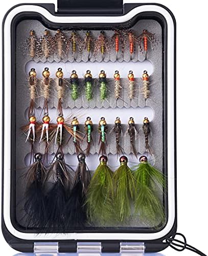BASSDASH Fly Fishing Flies Kit Fly Assortment Trout Bass Fishing with Fly Box with Dry/Wet Flies, Nymphs, Streamers, Popper by Bassdash