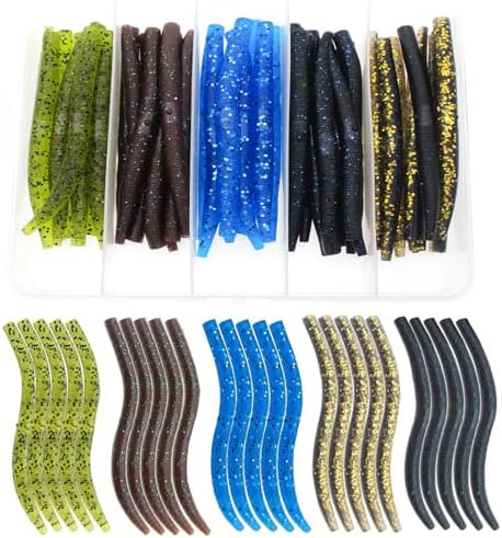 Ned Rig Kit Soft Plastic Worms Shroom Jig Heads Finesse Bass Fishing Lures by Lilureena