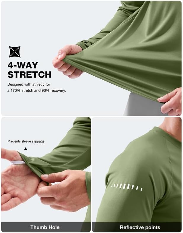 Men's Sun Protection Swim Long Sleeve UPF 50+ Rash Guard Lightweight Shirts - Image 6