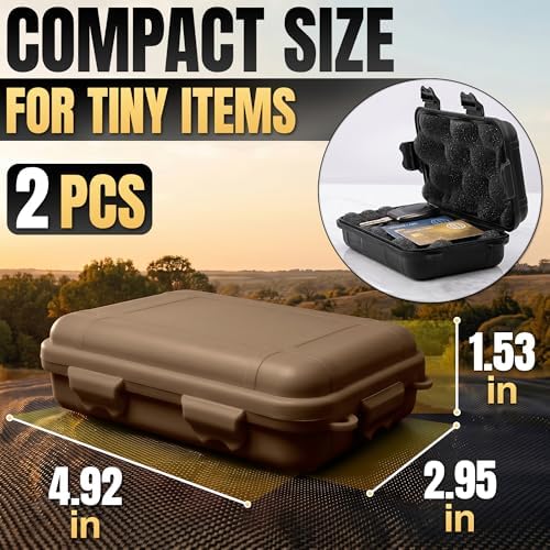 2 Pcs Small Waterproof Box Set, 4.92 x 2.95 x 1.53", (Black & Khaki) - Image 2