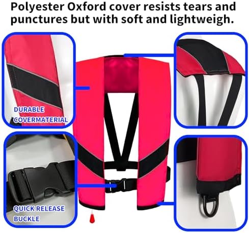 Manual Inflatable Life Jacket|Life Vest for Adults|PFD Low Profile|Supports up to 330 lbs(YSH700) - Image 2