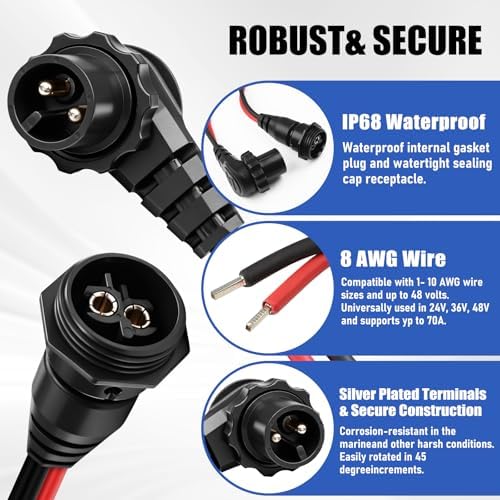 MKR-27 60 AMP Circuit Brea ker 1865115 &1865120 MKR-28 Trolling Motor Plug for Minn Kota Freshwater and Saltwater Marine Battery Boat Accessory Waterproof 12V 24V 36V 48V - Image 3