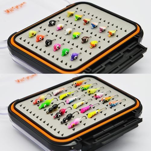 Alichino Ice Fishing Jig Set Ice Fishing Lures Micro Jig Head Hook Set for Panfish, Crappie, Walleye, Perch, Trout, Bluegill - Image 3
