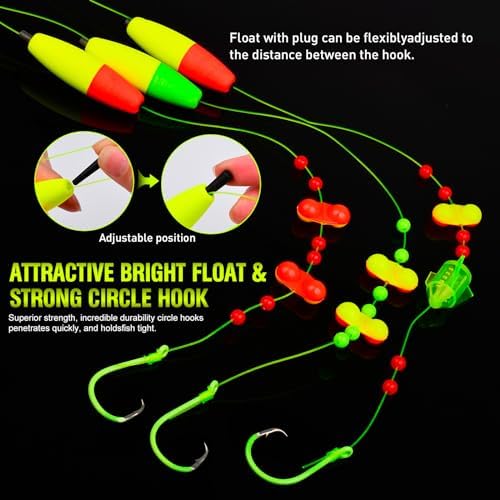 PROBEROS Catfish Fishing Rigs - Bank Fishing Set with 5pcs/Set, 6/0, 8/0, 10/0 Circle Hooks Circle Hooks, High Visibility, Ready to Use Catfish Rigs - Image 6