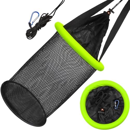 Dovesun Floating Fishing Basket, Collapsible Fishing Net Portable Nylon-mesh | Coated Nylon Net Bait Storage Cage for Keeping Crayfish Minnows Leaches and Other Live Baits by Dovesun