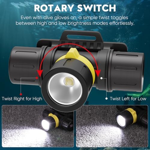NAKCNM 3000LM IPX8 Waterproof Diving Flashlight Magnetic Rotary Switch - Image 6