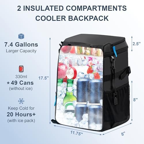 SPARTER Backpack Cooler Insulated 33/49 Can Leakproof Waterproof Bag Beach - Image 2
