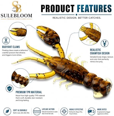 New (Qty 20) 1" Micro Craw Scented Finesse Drop Shot Crappie JIG Bluegill Brown CRAWDAD Lure Bait Fishing Equipment Set CE-0085DR - Image 2