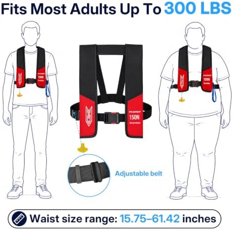Inflatable PFD Life Jackets for Adults, 33g CO2 Cylinder - Image 4