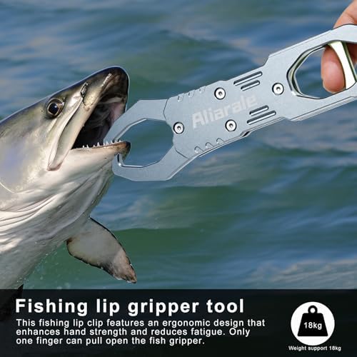 Fish Lip Gripper Fish Scales Professional Fish Holder Aluminium Alloy Material Grabber 40 Pound Fish Lip Grip Tool with Weight Scale and 360 Degree Rotation,Fish Grabber Clip Fish Control Tackle - Image 6