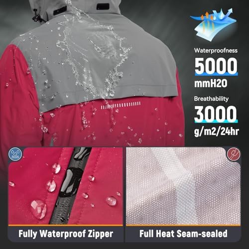 baleaf Men's Rain Jacket Waterproof Hood Lightweight Reflective Packable - Image 3