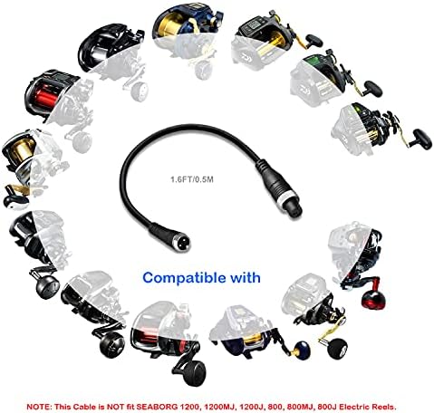 BatPower 1.65-6.6FT Electric Fishing Reel Power Air Cord for Daiwa BM, Prof Series Batteries and Tanacom 1200 1000 800 750 500 Seaborg 500MJ, Shimano BeastMaster ForceMaster Leobritz Plays - Image 5