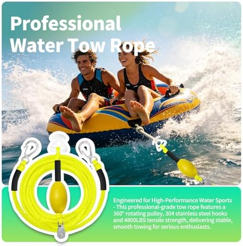 Self Centering Boat Tow Harness for Tubing & Wakeboarding – 3 Foam Floats Anti-Sink Design, Heavy Duty Tow Harness Kits for Pontoon, Jet Ski, Dinghy, 12ft/16ft/24ft - Image 4